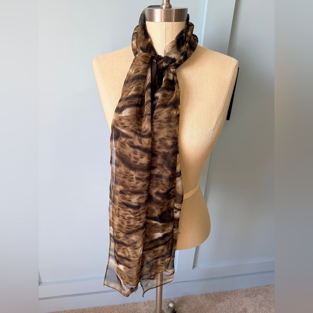 Silk Feel Sheer Animal Print Scarf